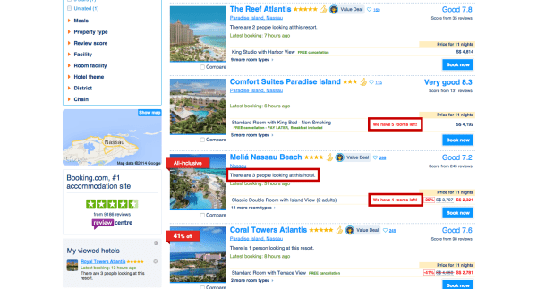 Booking.com Limited Rooms Scarcity ReferralCandy