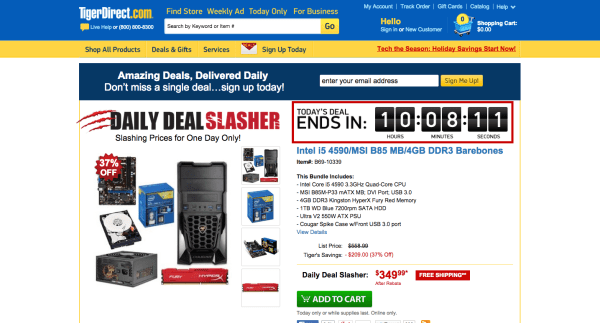 TigerDirect.com Scarcity ReferralCandy