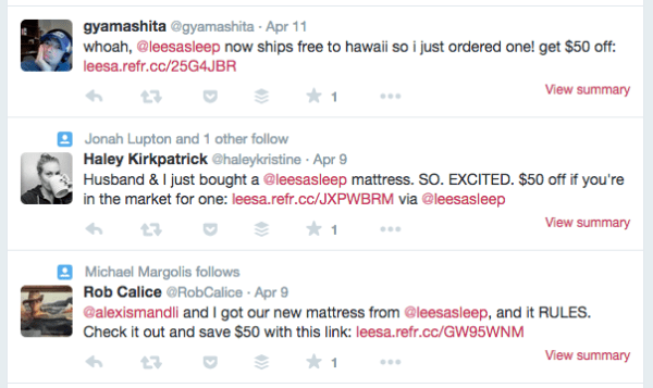 Leesa Sleep Twitter Referral Links