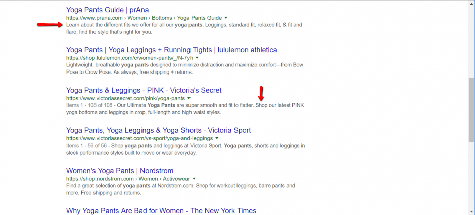 shopify seo - call to action CTA meta google results for shopify keywords