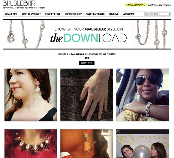 User Generated Content on Baublebar ecommerce store