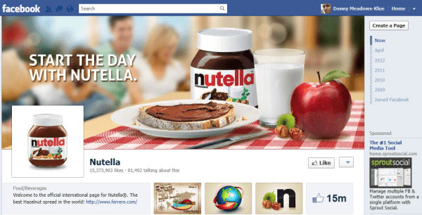 nutella social media