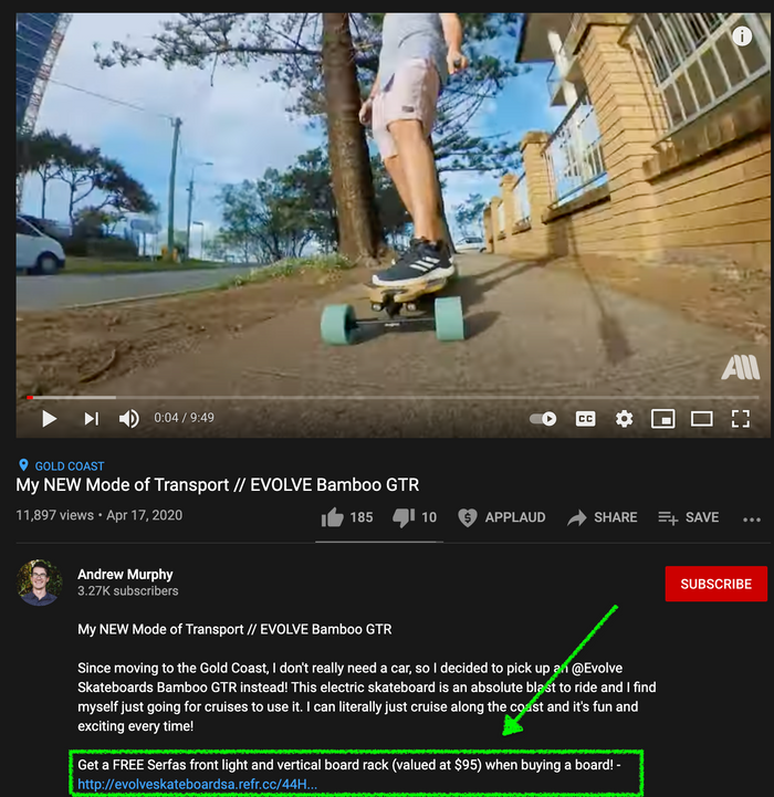 evolve skateboards youtube link