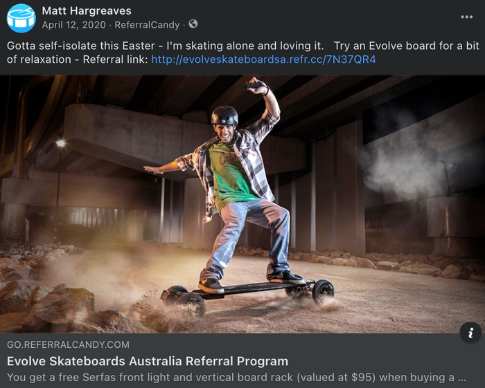 evolve skateboards facebook share