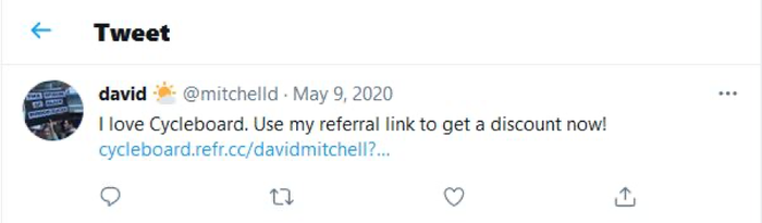 cycleboard referral tweet