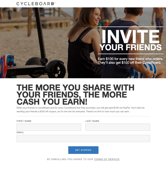 cycleboard referralcandy case study landing page