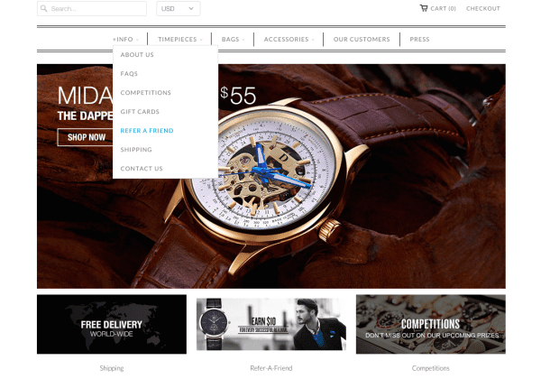 Dappertime homepage referral program CTA ReferralCandy