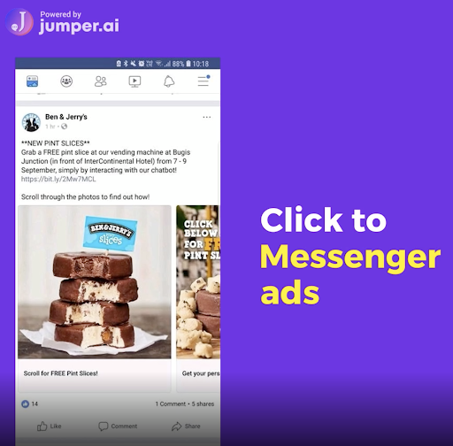 ben jerry sample launch pint slices promotion facebook - social commerce ecommerce