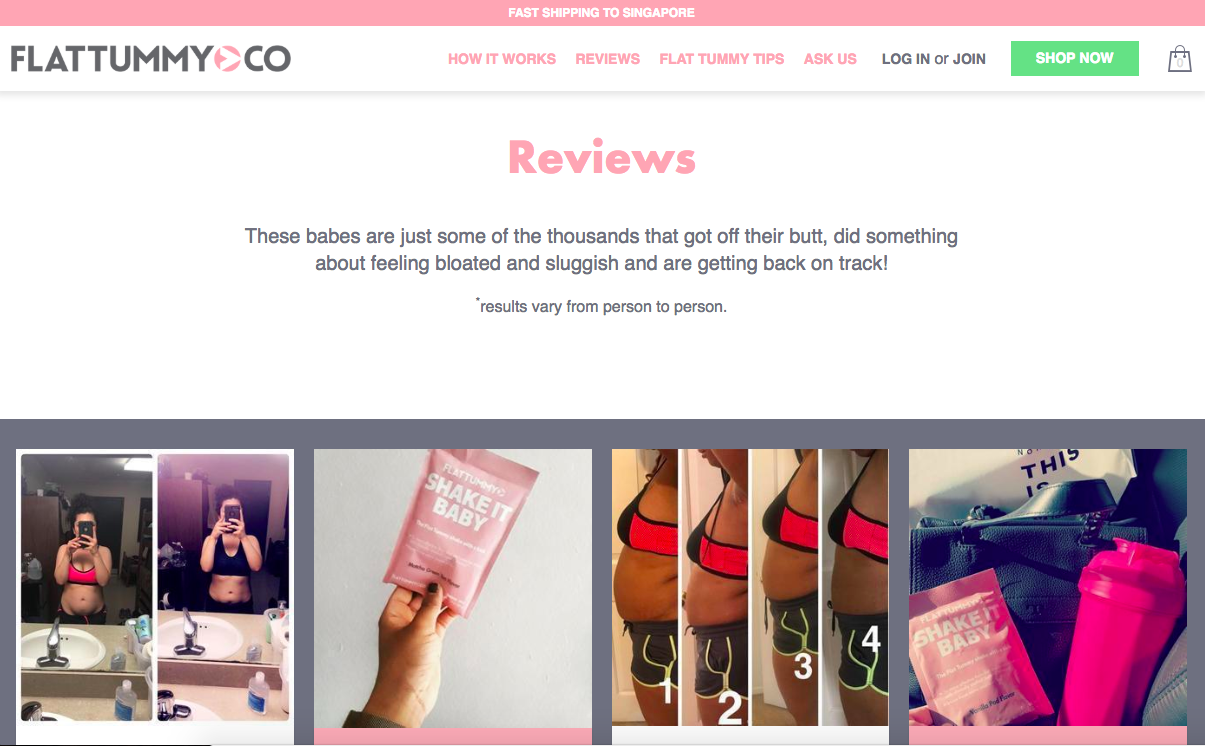 flat tummy tea reviews page