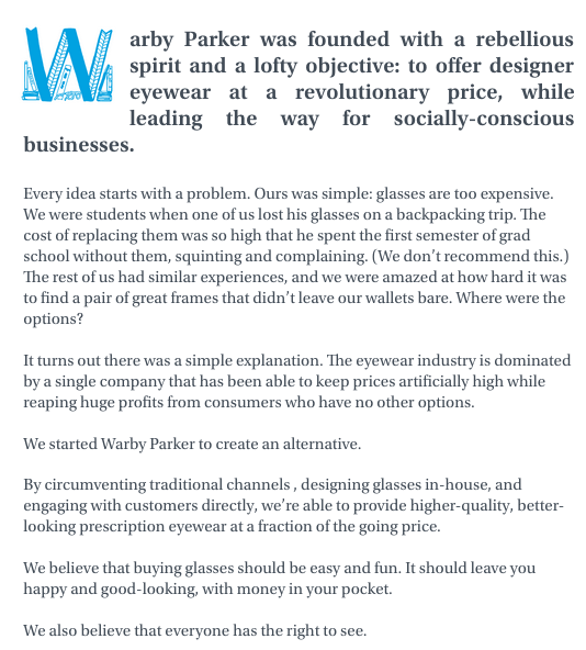 warby parker brand story