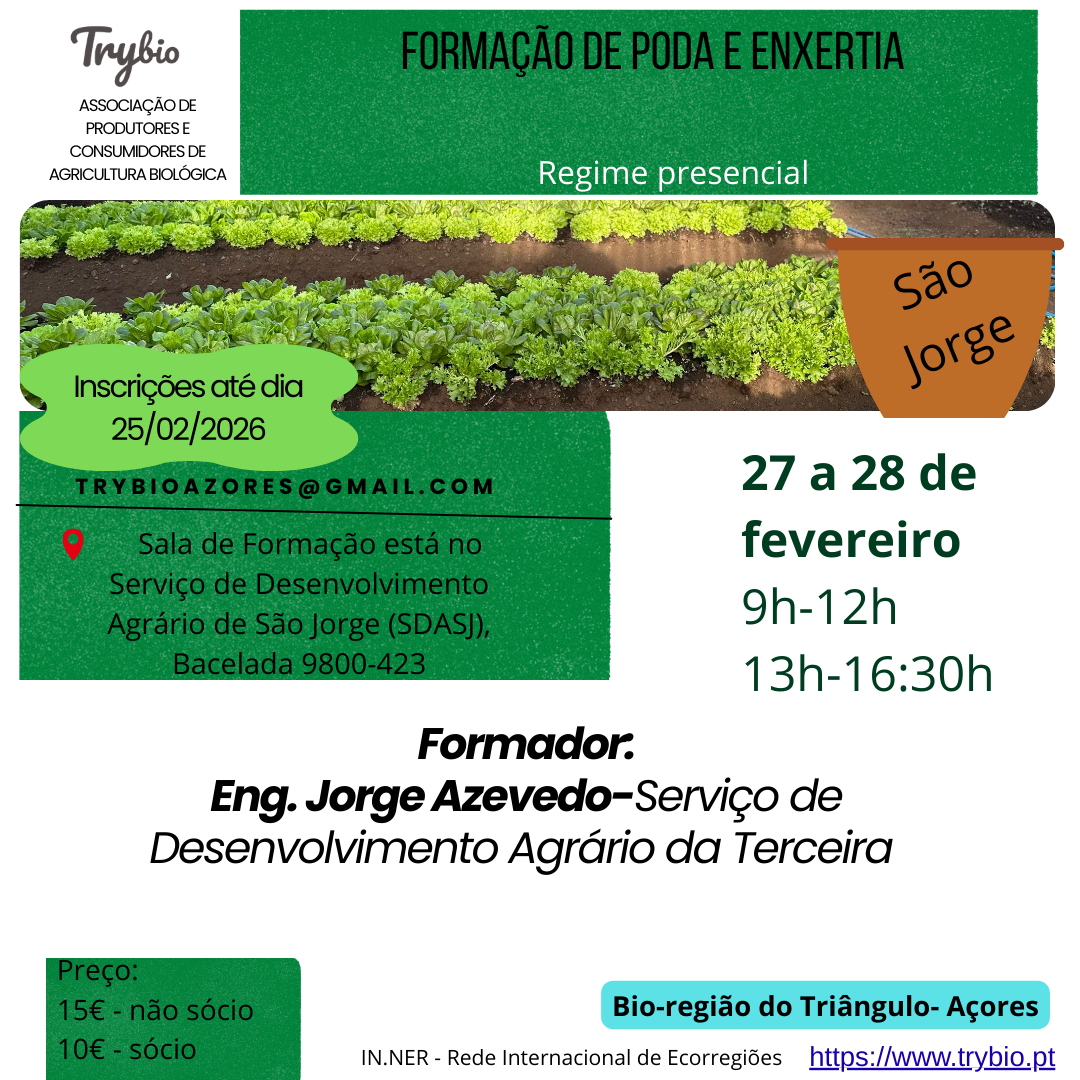 A Trybio está a organizar uma nova Formação de Poda e Enxertia.🍃🌻