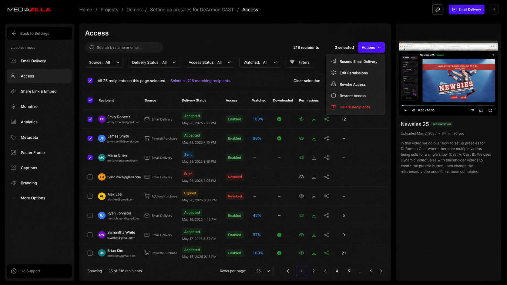 Access page desktop view