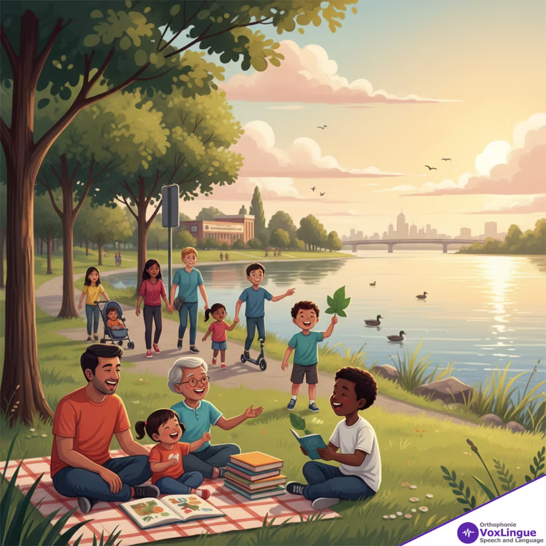 Everyday experiences in nature and community life are powerful tools for language learning. Conversations, curiosity, and shared discovery help children connect words to the world around them.