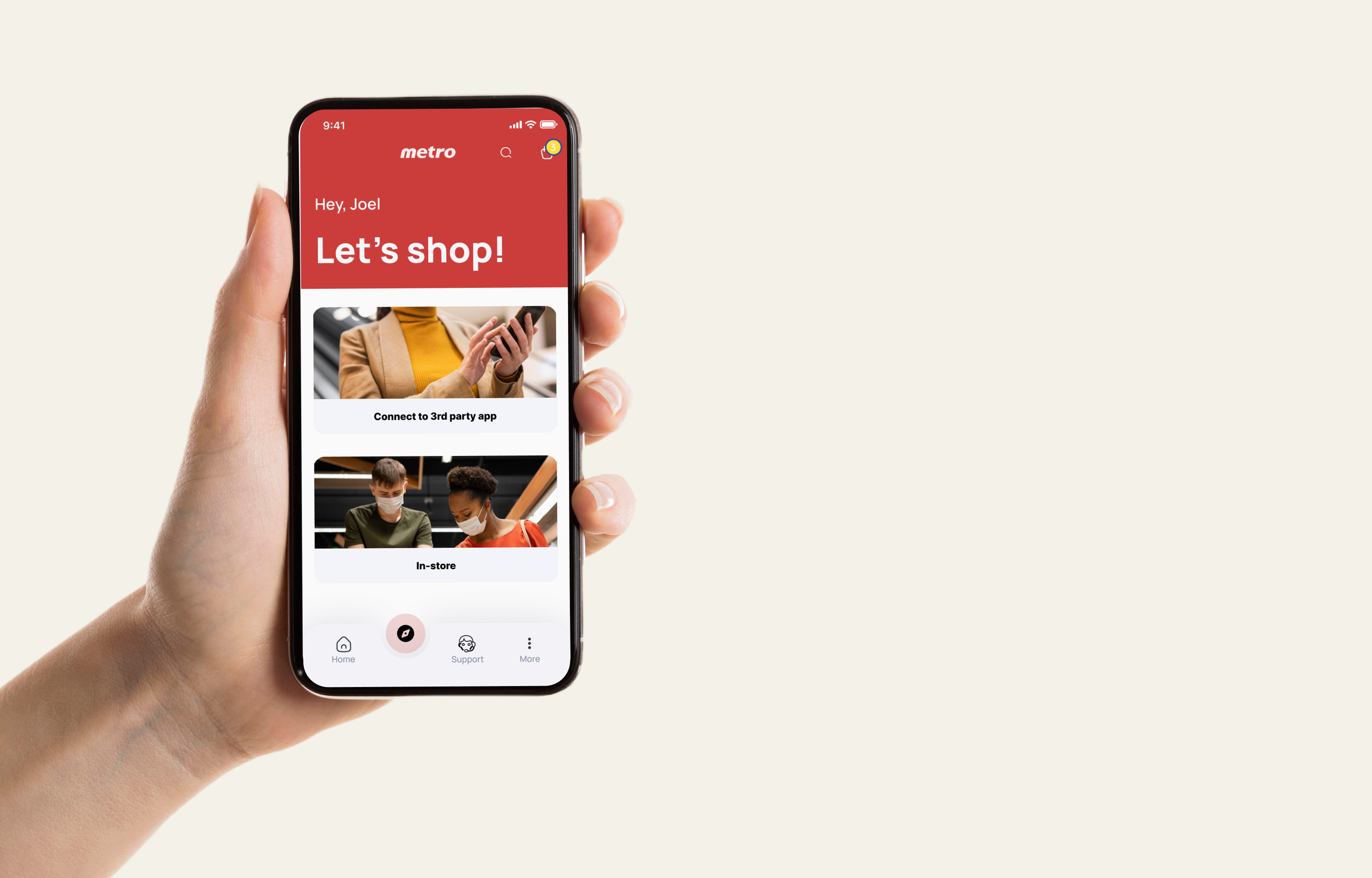 Metro shopping app on a hand held mobile