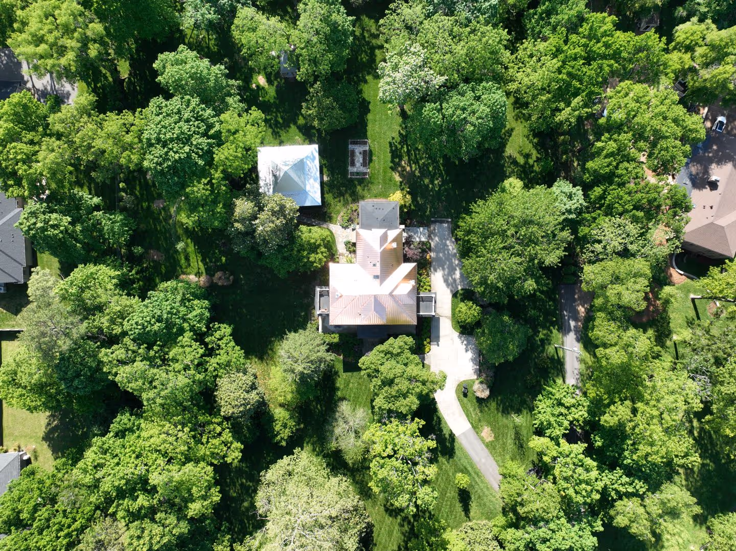Copper Standing Seam Roof on Century Old Tennessee Stone Home