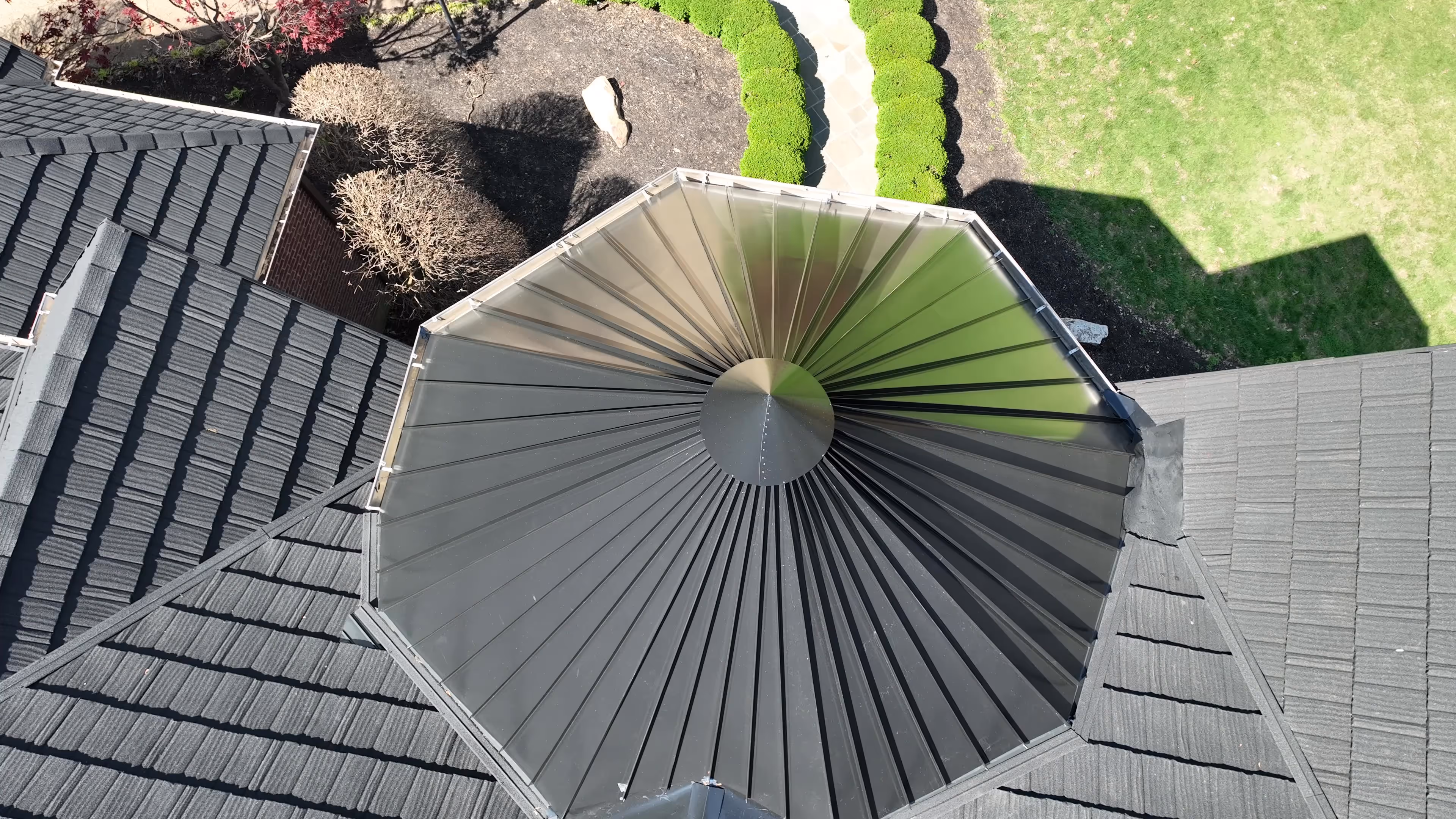 Custom Metal Shingle and Tower on Cottage Home