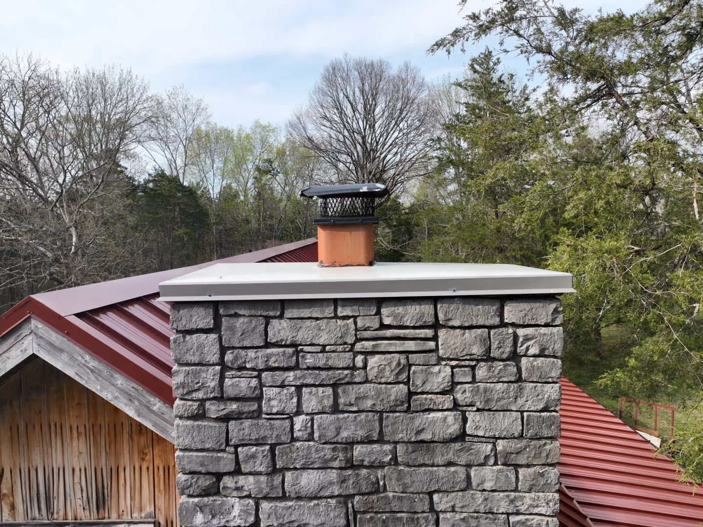 Red Classic Panel on Cabin Home