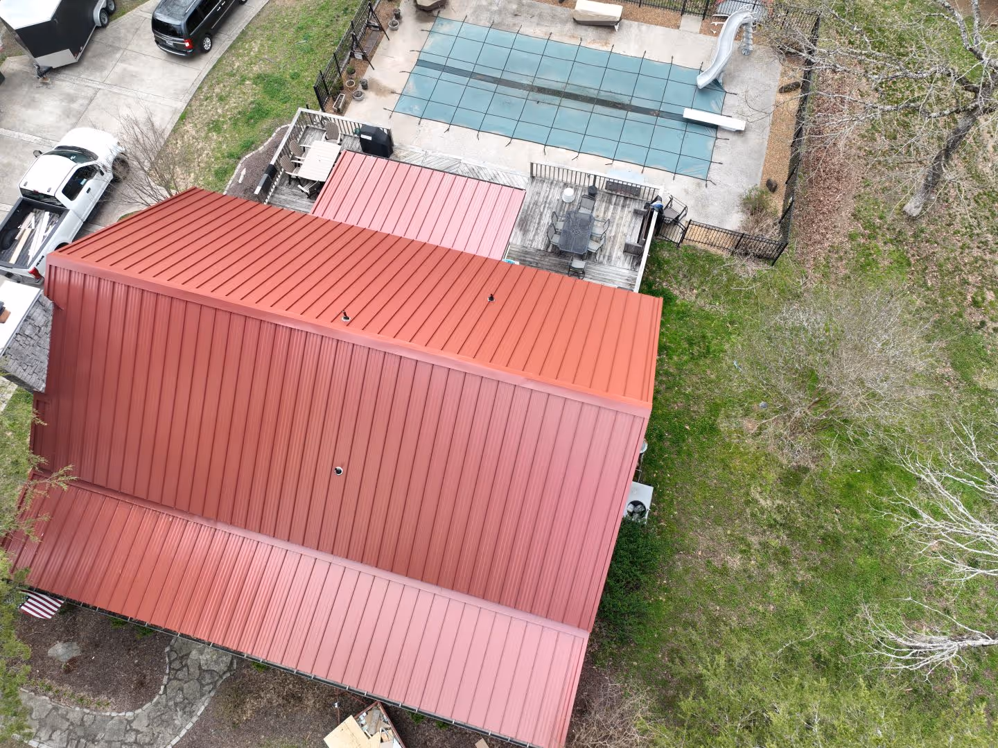 Red Classic Panel on Cabin Home