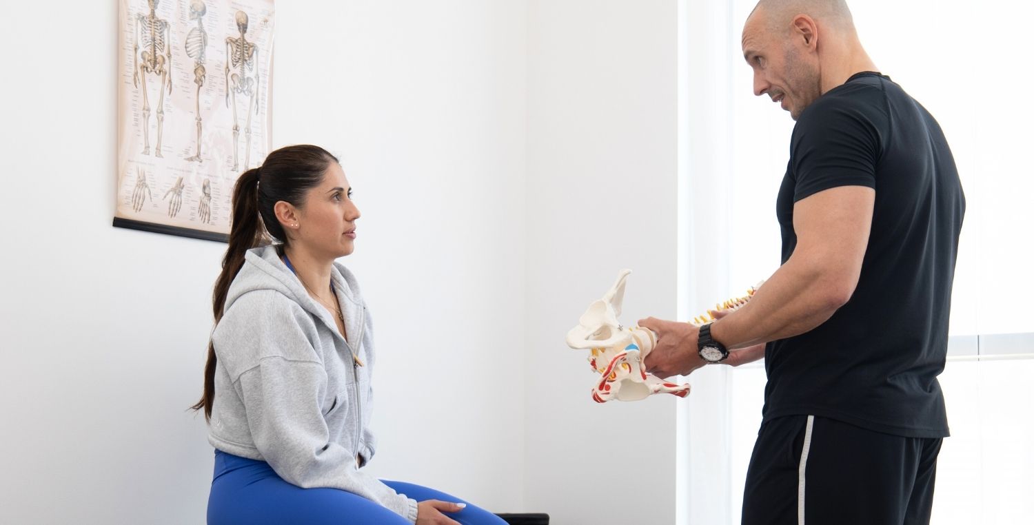 Showing spine model to client