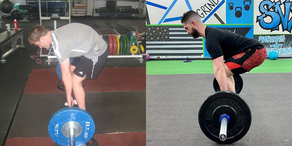Bad (left) and good (right) deadlifting technique