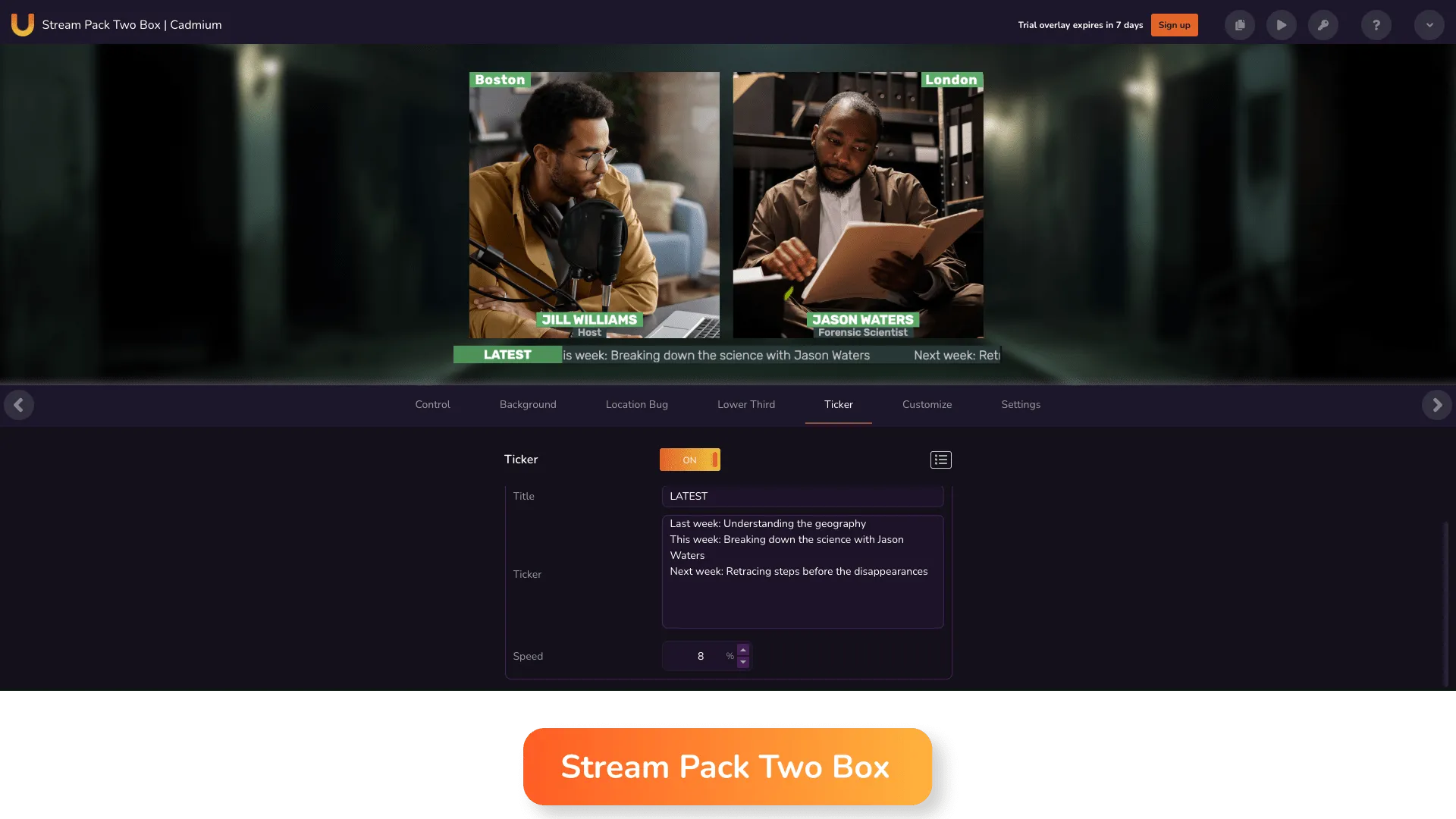 Podcast overlay