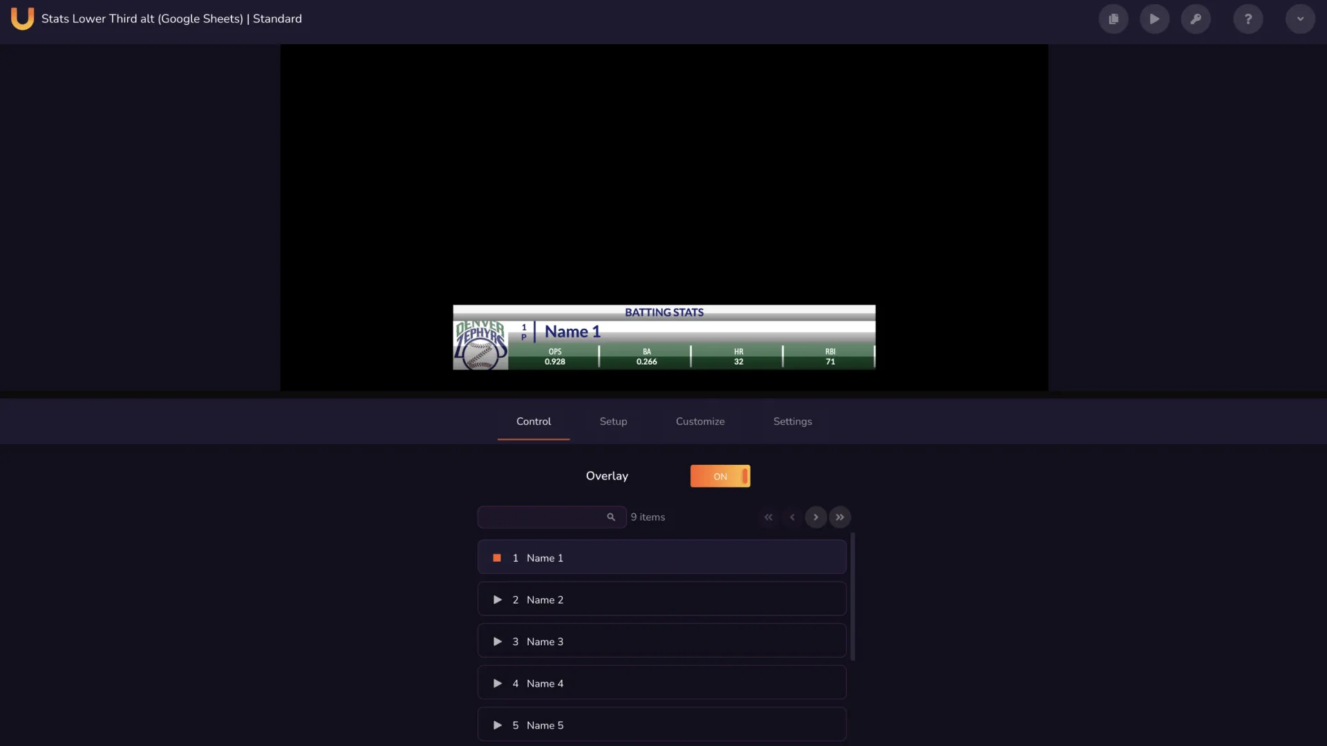 A stats template overlay