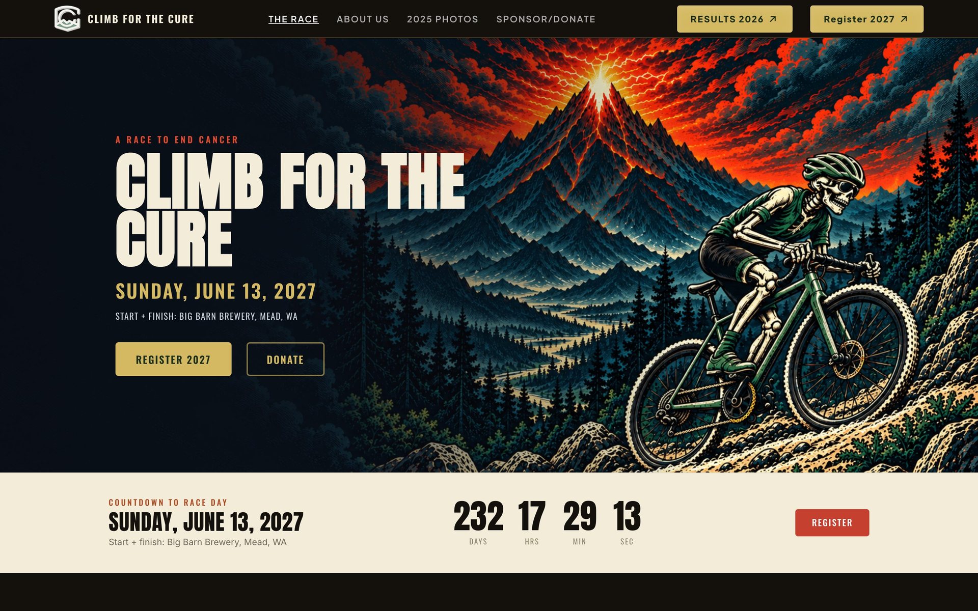 Climb for the Cure website homepage