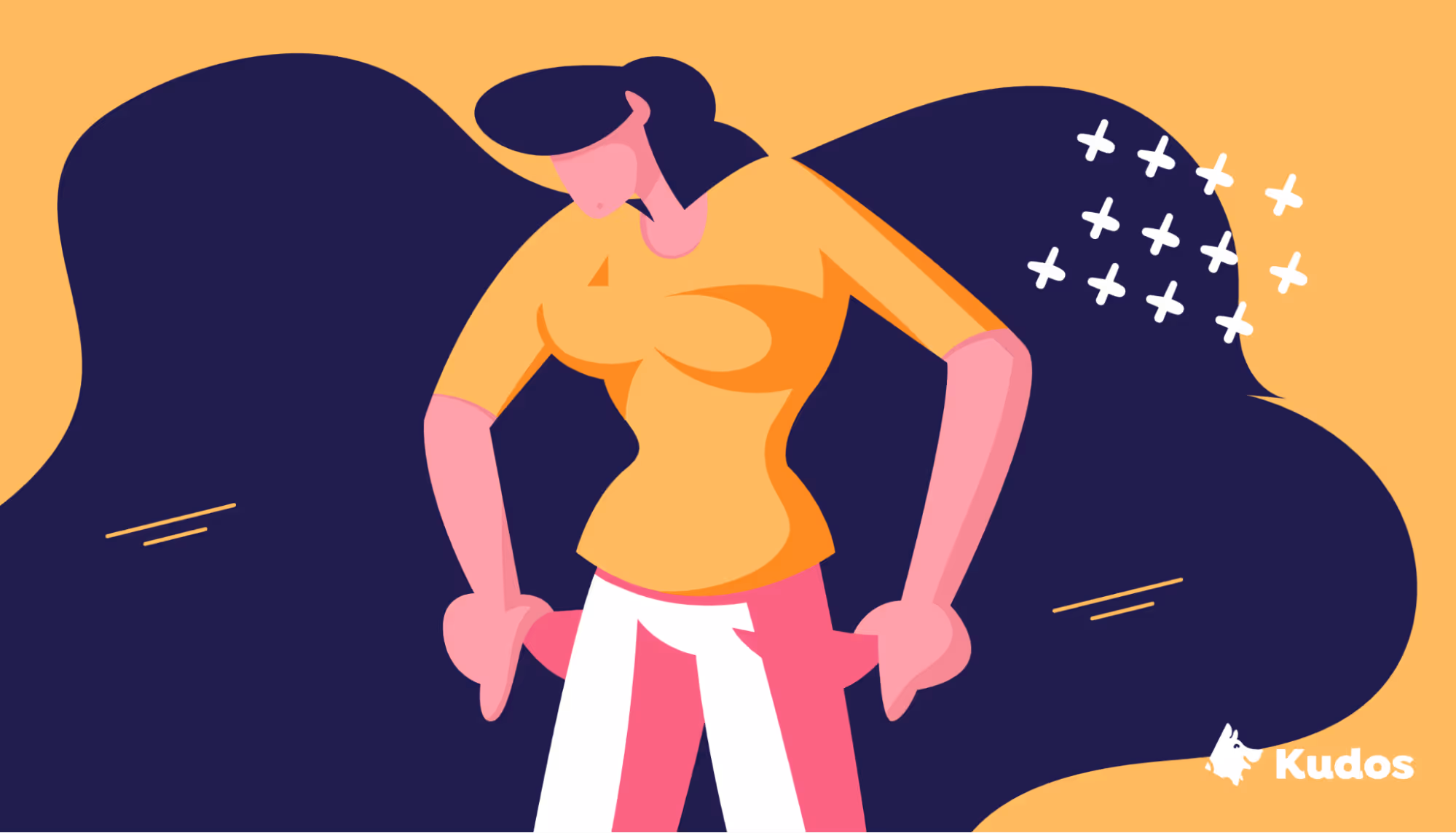Illustration of woman with empty pockets