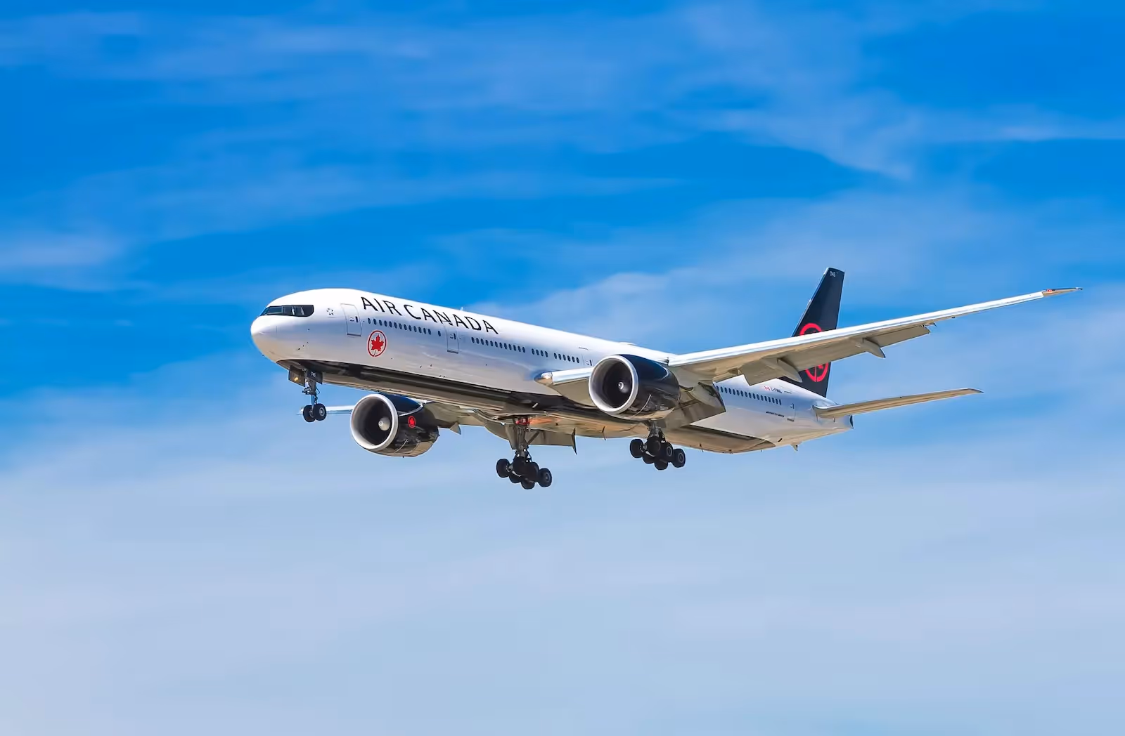 Picture of an Air Canada plane in the sky