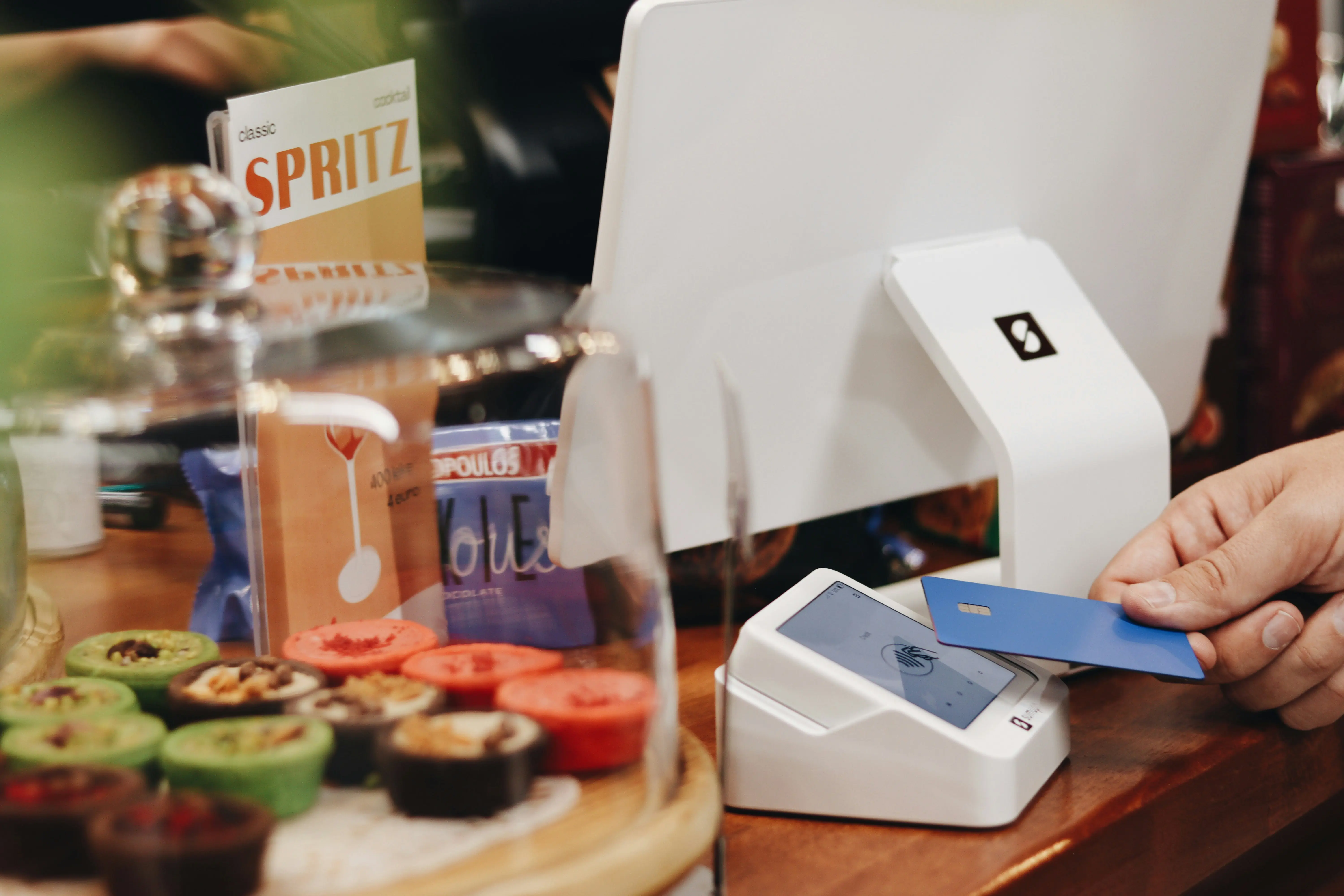 Person paying through a credit card