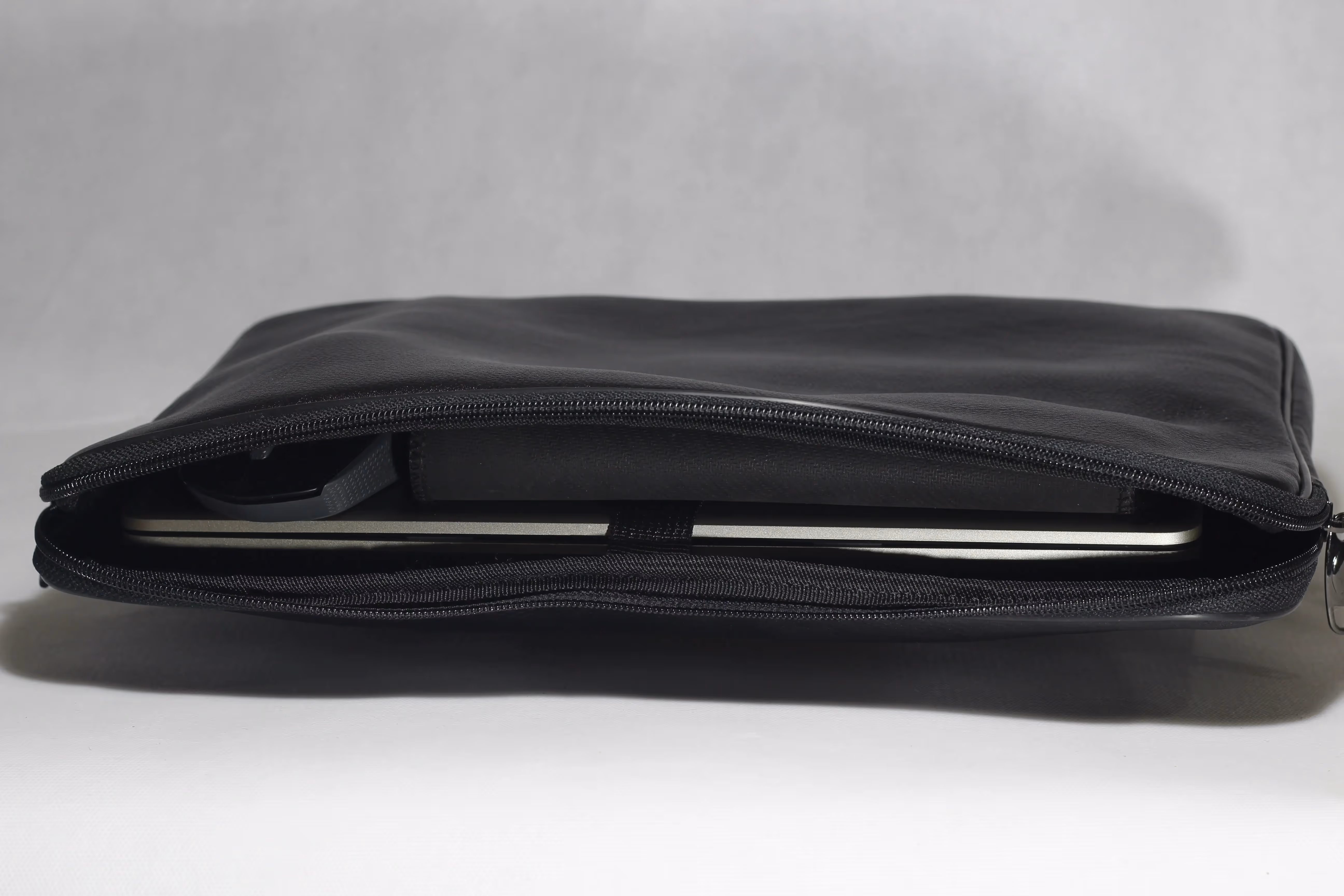 An opened black wallet
