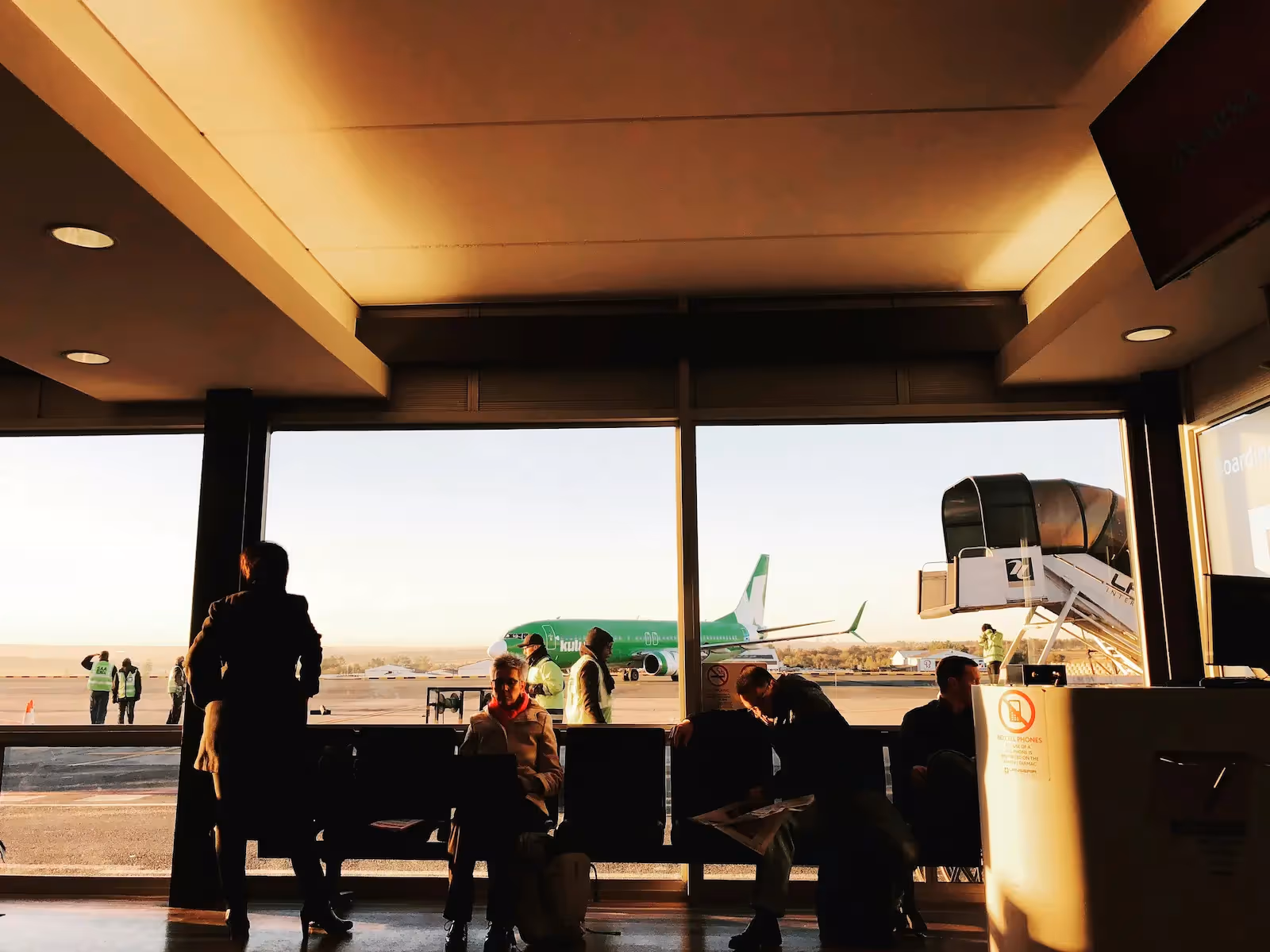 A group of people in an airport