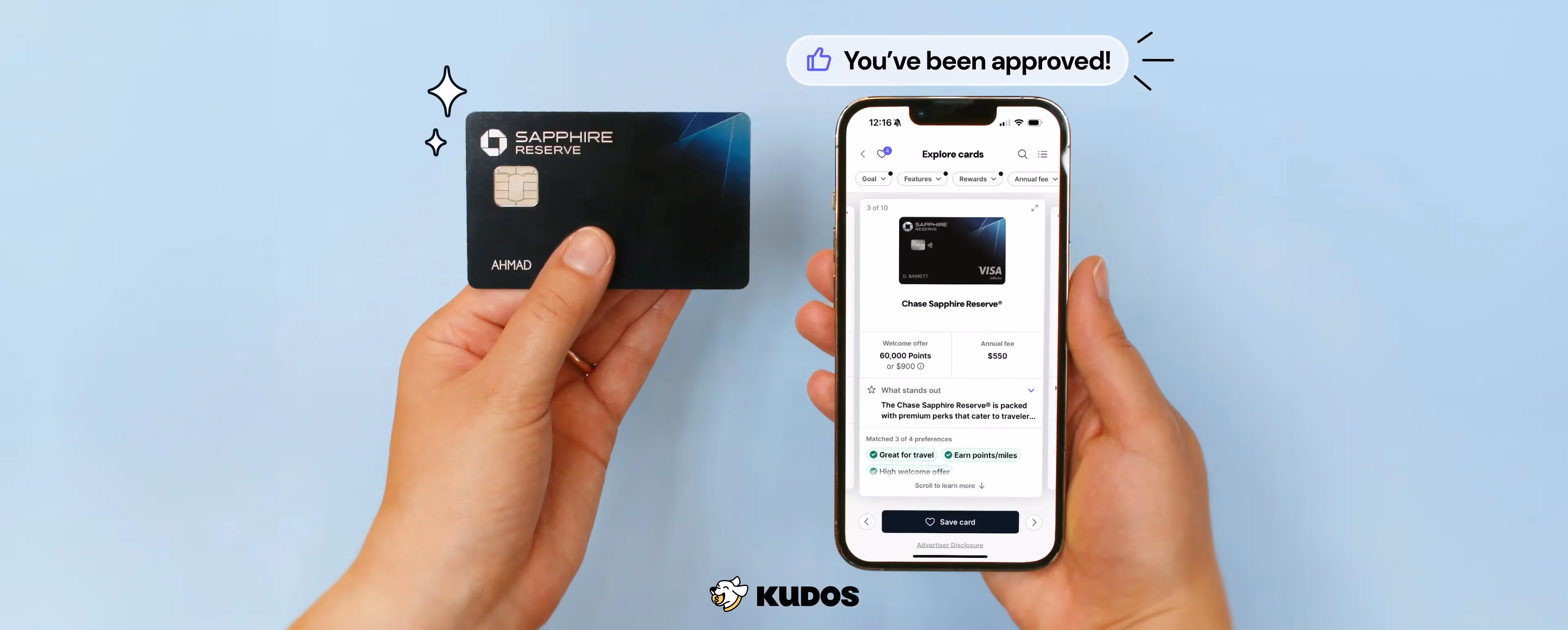 A photo of someone holding the Chase Sapphire Reserve Card