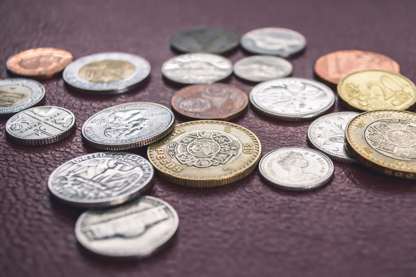 Picture of coins on a surface