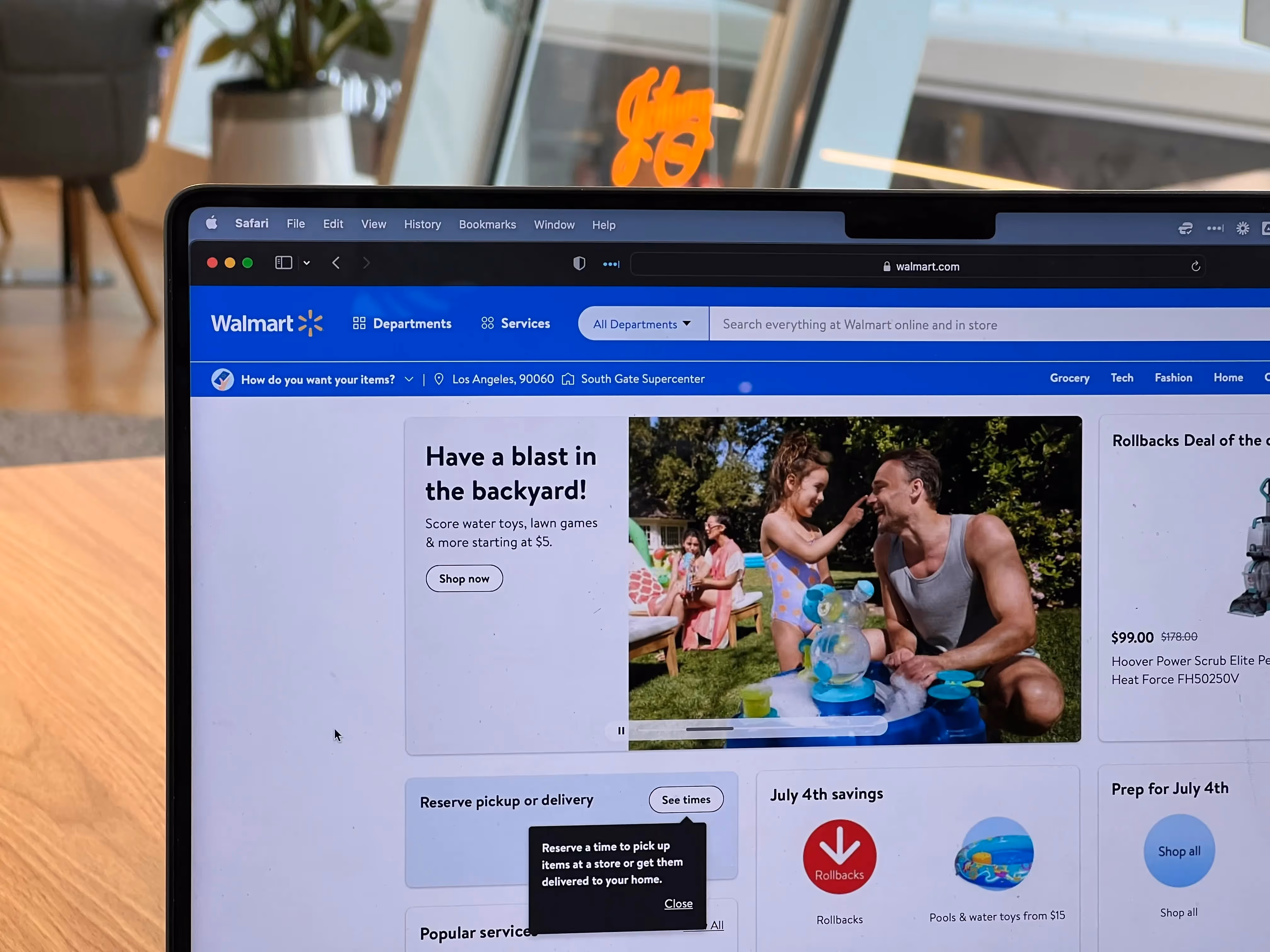Walmart's website opened in a laptop