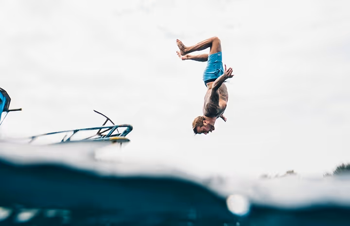 Man jumping into the water