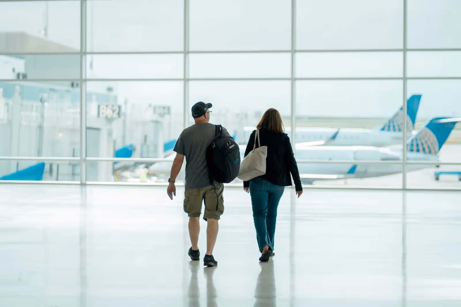 Two people in an airport