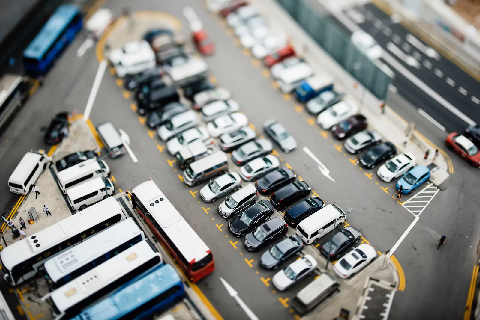 Vehicles parked in a parking lot