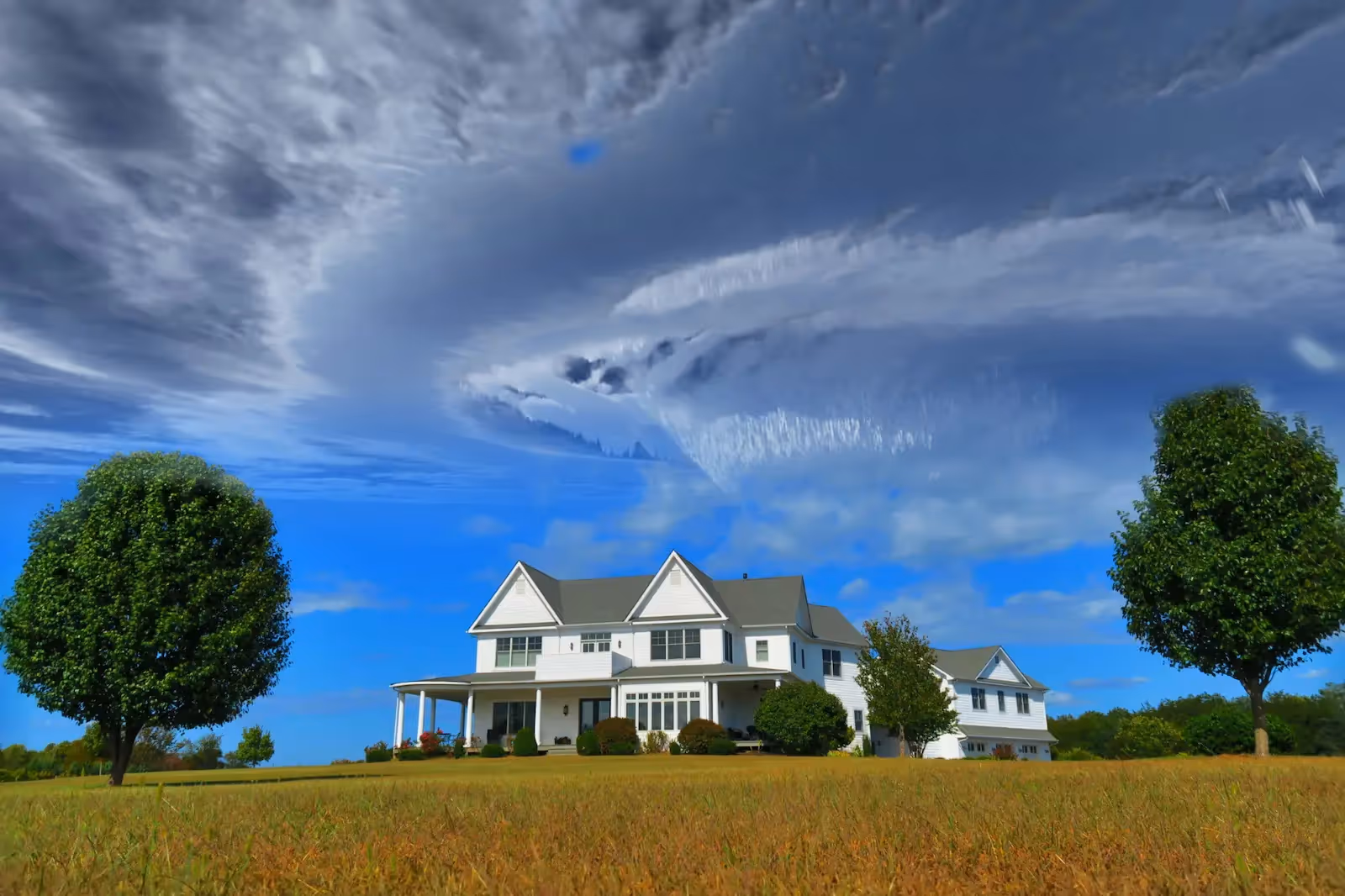 A house in the middle of a field
