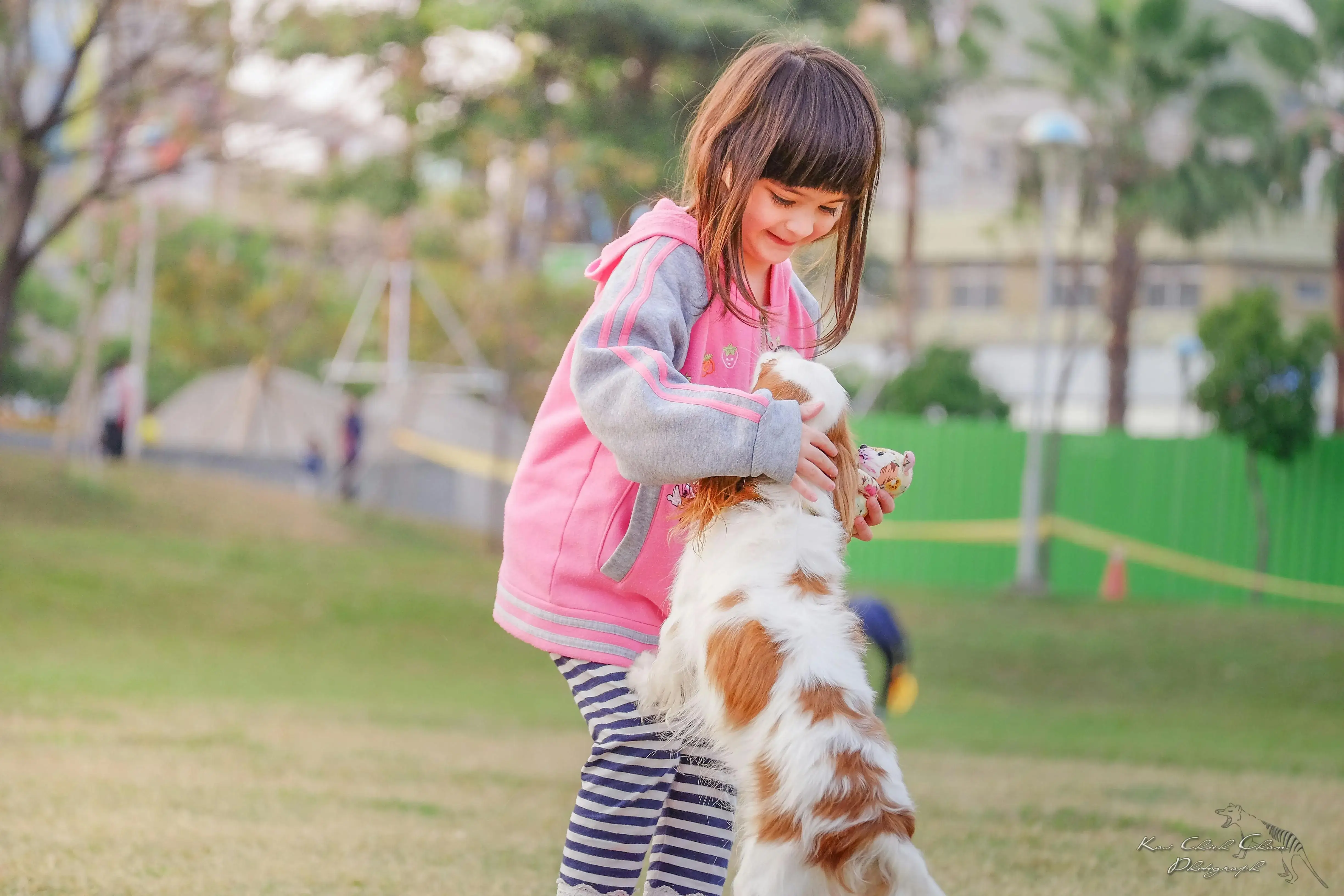 A kid and a dog