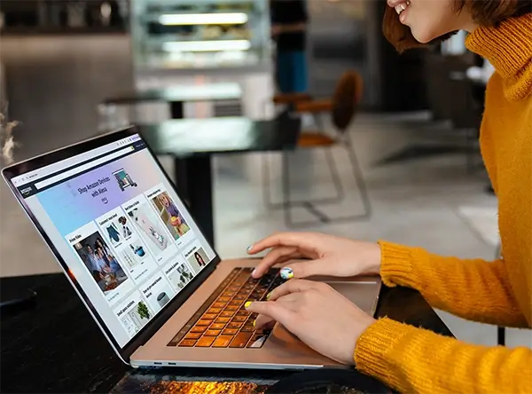 Woman shopping on computer
