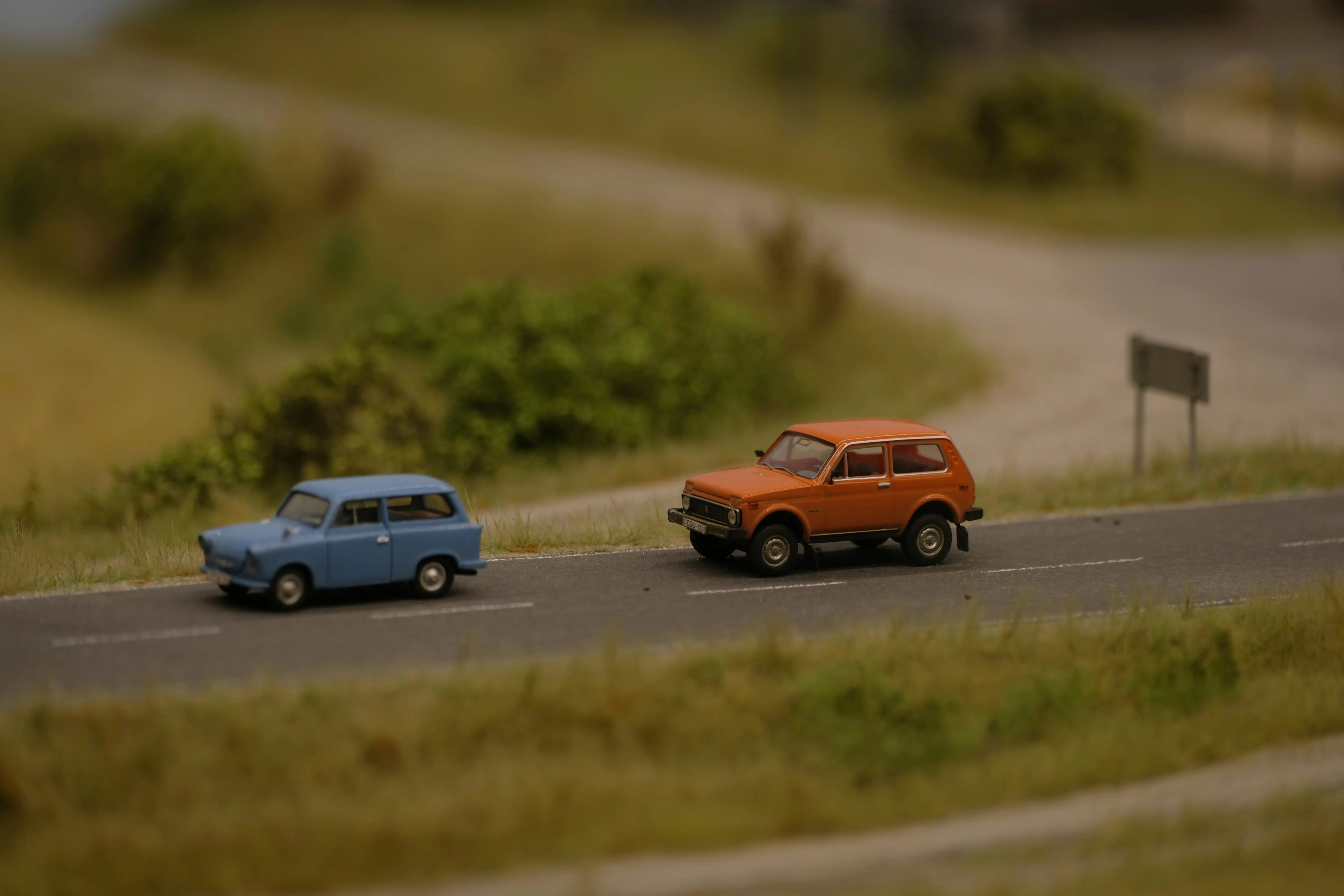 Two cars on a road