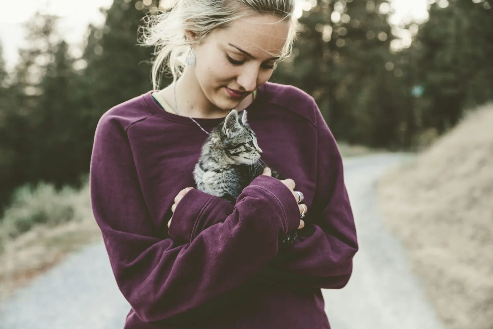 Person holding a cat