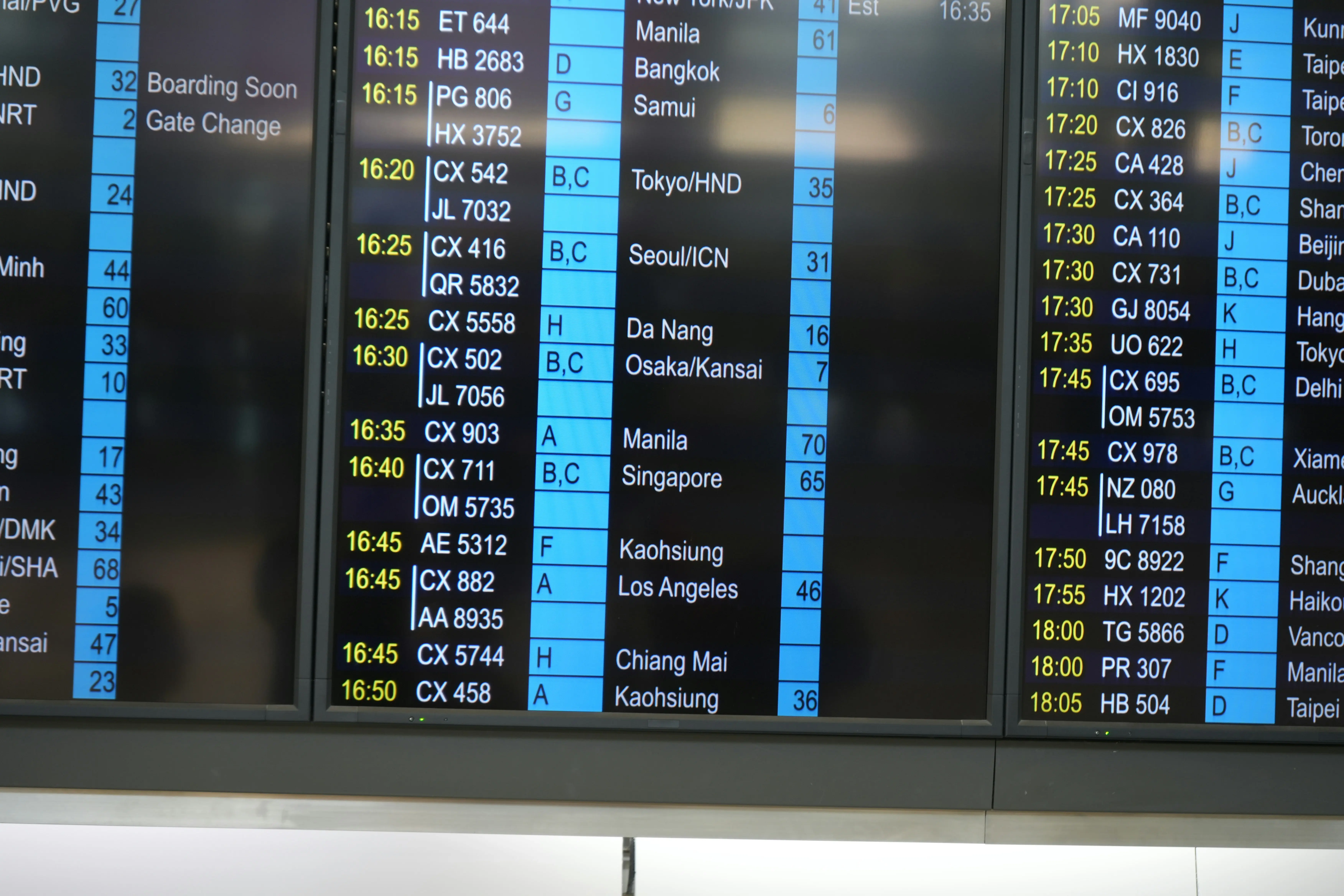 Large screen of flight schedules