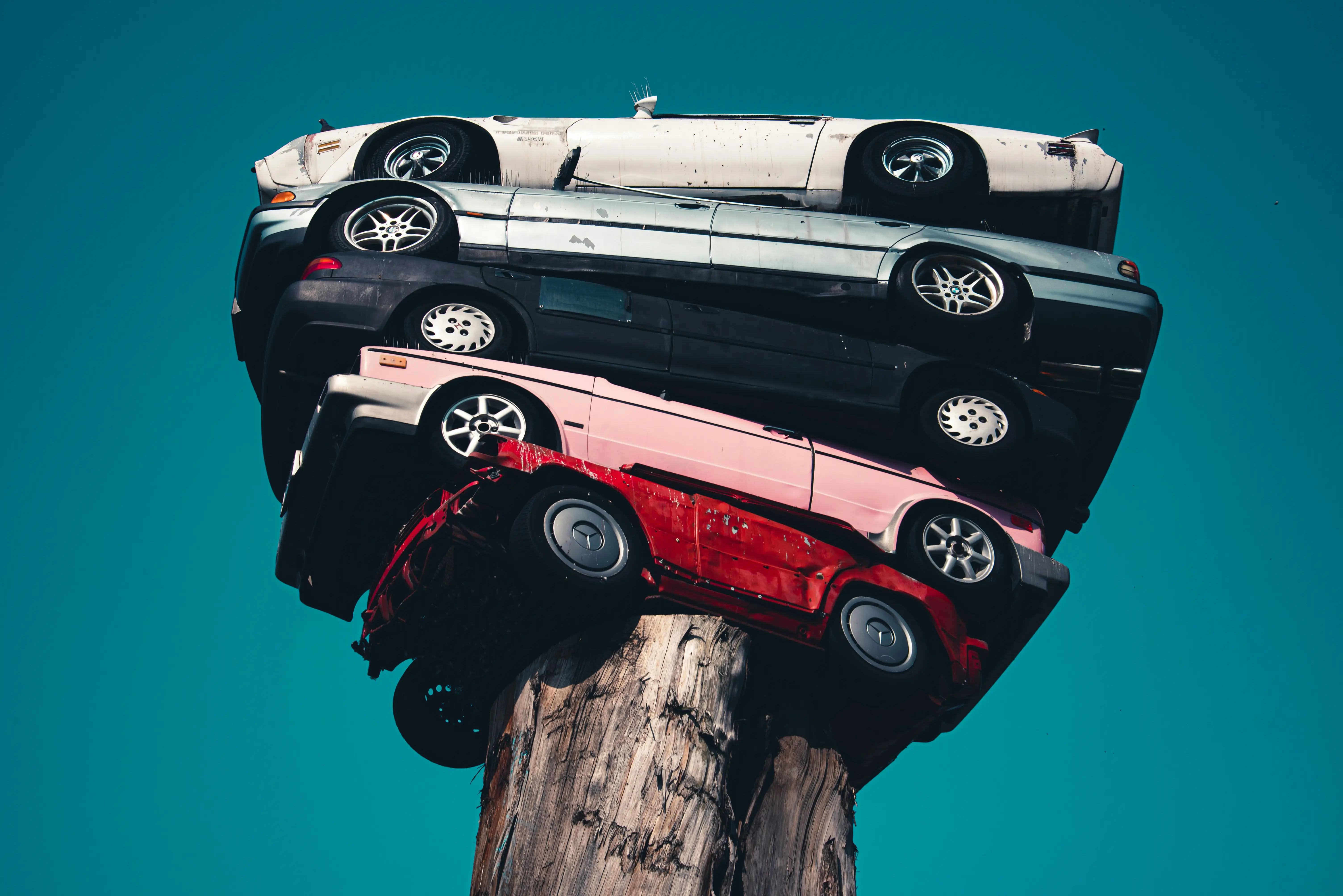 A pile of cars
