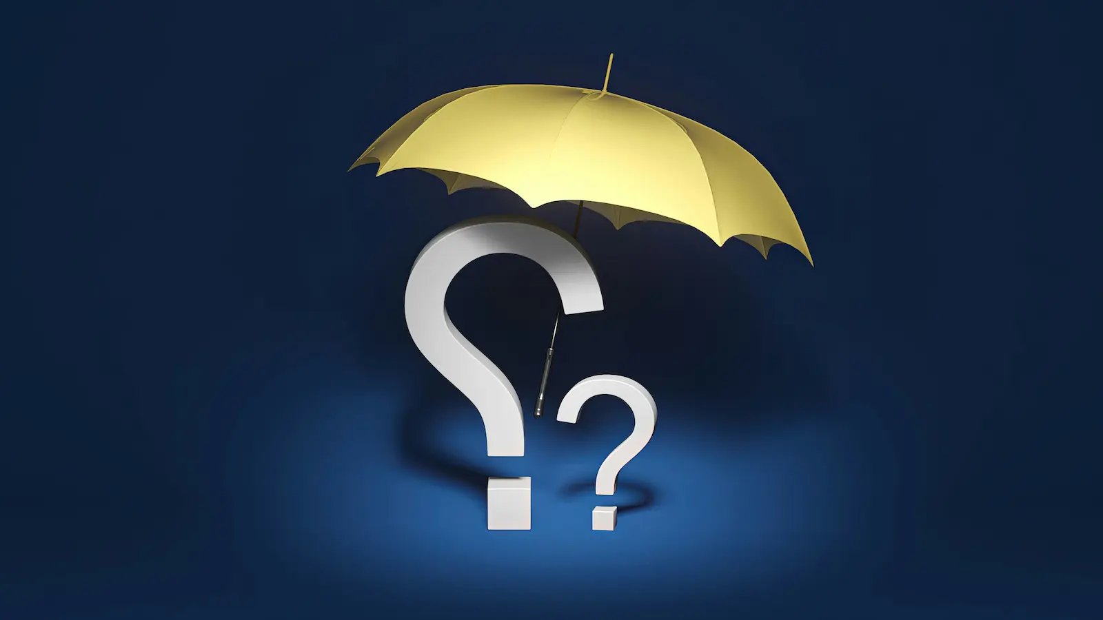 Picture of an umbrella and question marks