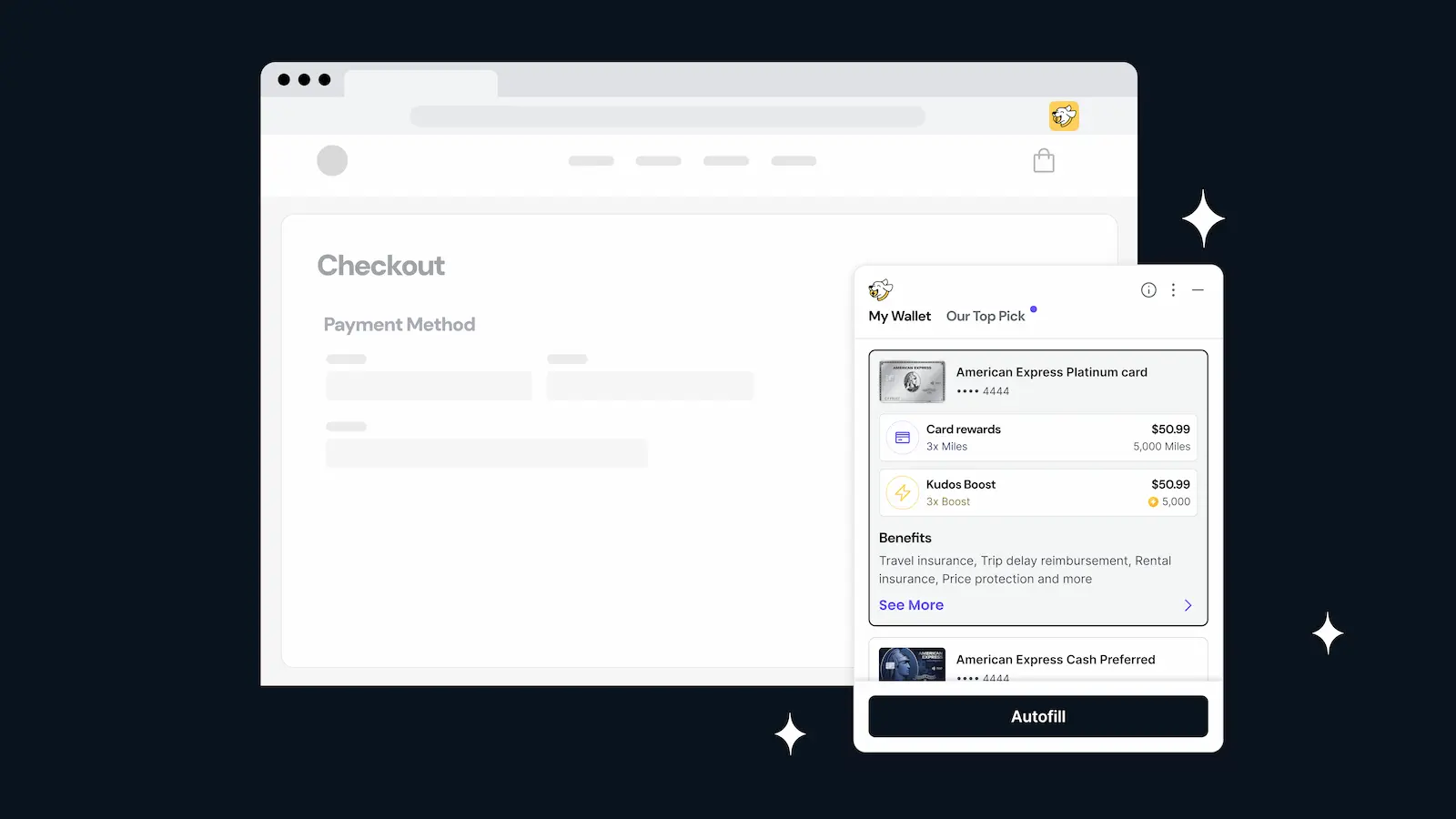A product image of Kudos' Best Card feature