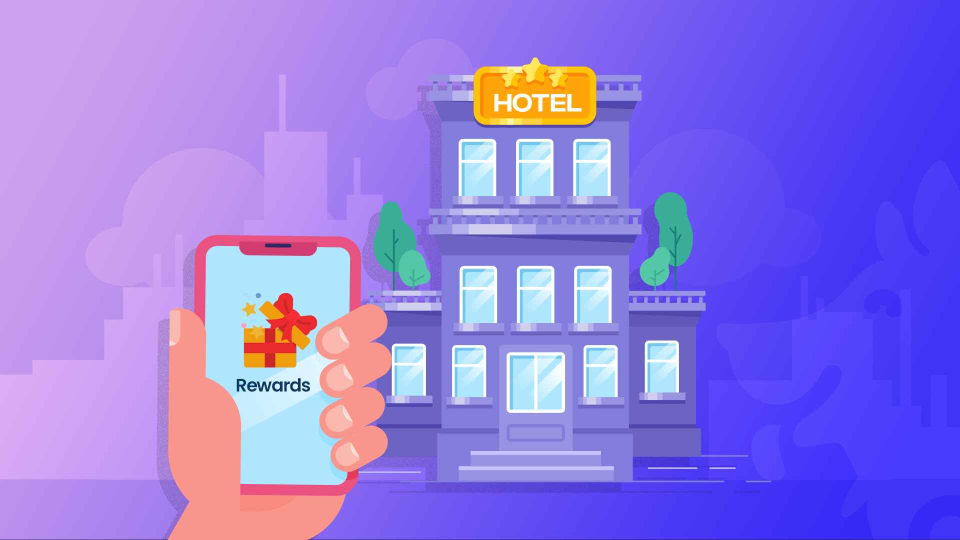 Illustration of hotel rewards program.