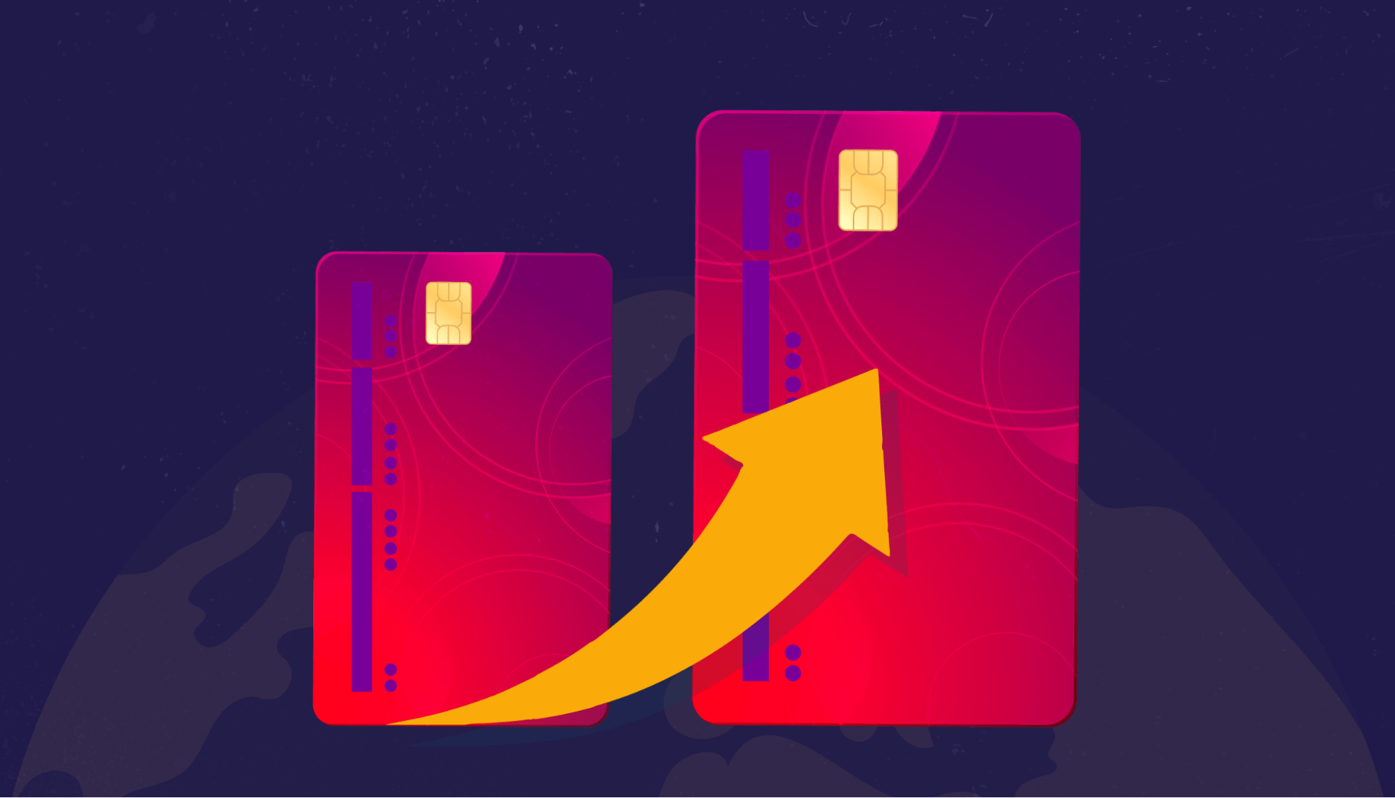 Illustration of credit card getting bigger