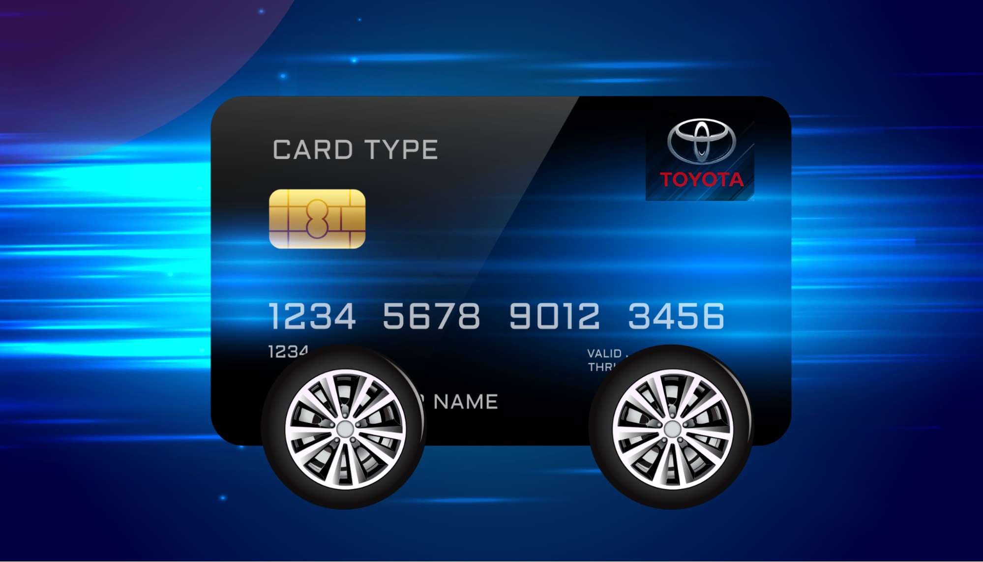 Illustration of credit card with wheels